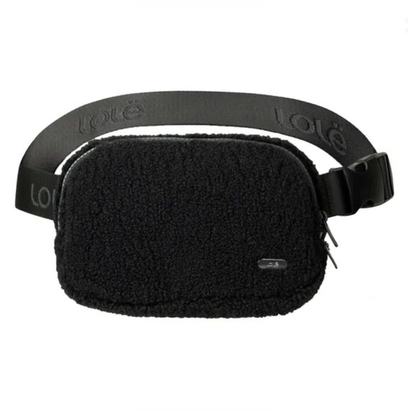 Lole Unisex Sherpa Belt Bag Crossbody 1L Black 2-Way Zip w/ Key Clip + Pockets - Picture 1 of 8